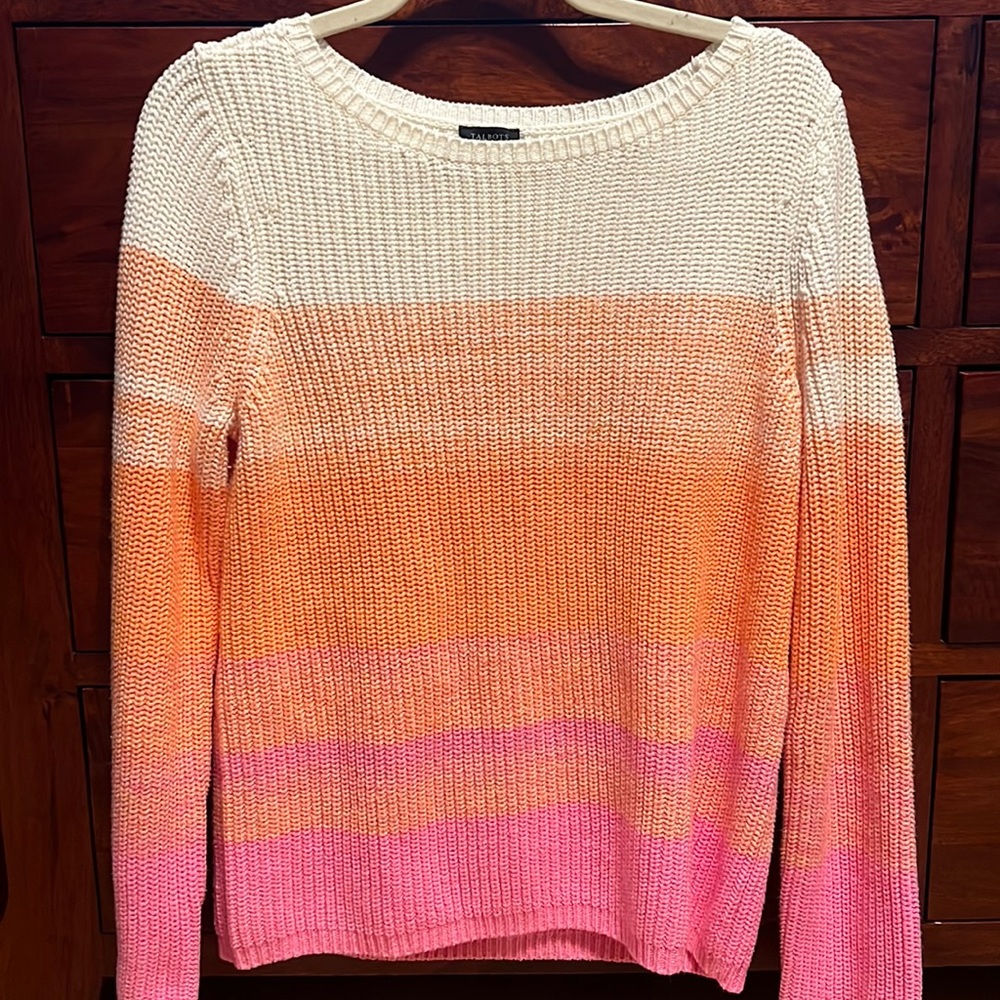 NWOT Talbots Sweater Medium Pink Orange White
